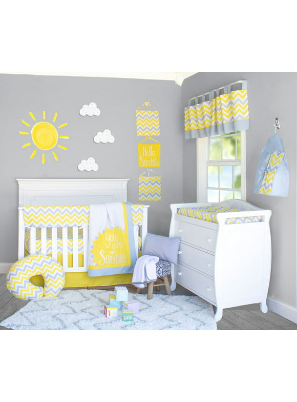 Sunshine Yellow and Grey 12 Piece Baby Crib Bedding Set by Pam Grace Creations