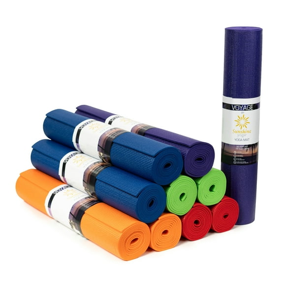 Sunshine Yoga Voyage Bulk Yoga Mats, 10-Pack – 72" x 24", 5mm Thick, Non-Slip, Durable & Anti-Tear – Studio & Gym Exercise Mats, Assorted