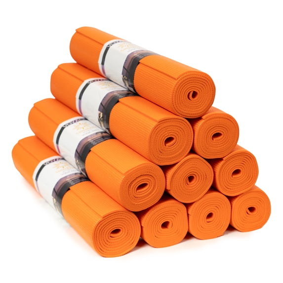 Sunshine Yoga Voyage Bulk Yoga Mats, 10-Pack – 72" x 24", 5mm Thick, Non-Slip, Durable & Anti-Tear – Studio & Gym Exercise Mats, Orange