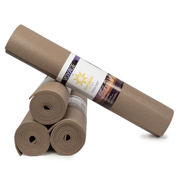 Sunshine Yoga Voyage Yoga Mat, Studio and Gym Bulk Yoga Mats, Durable, Anti-Tear, 72" x 24" x 5mm, 4 Pack, Mocha