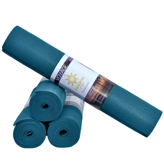 Sunshine Yoga Voyage Yoga Mat, Studio and Gym Bulk Yoga Mats, Durable, Anti-Tear, 72" x 24" x 5mm, 4 Pack, Oceanside