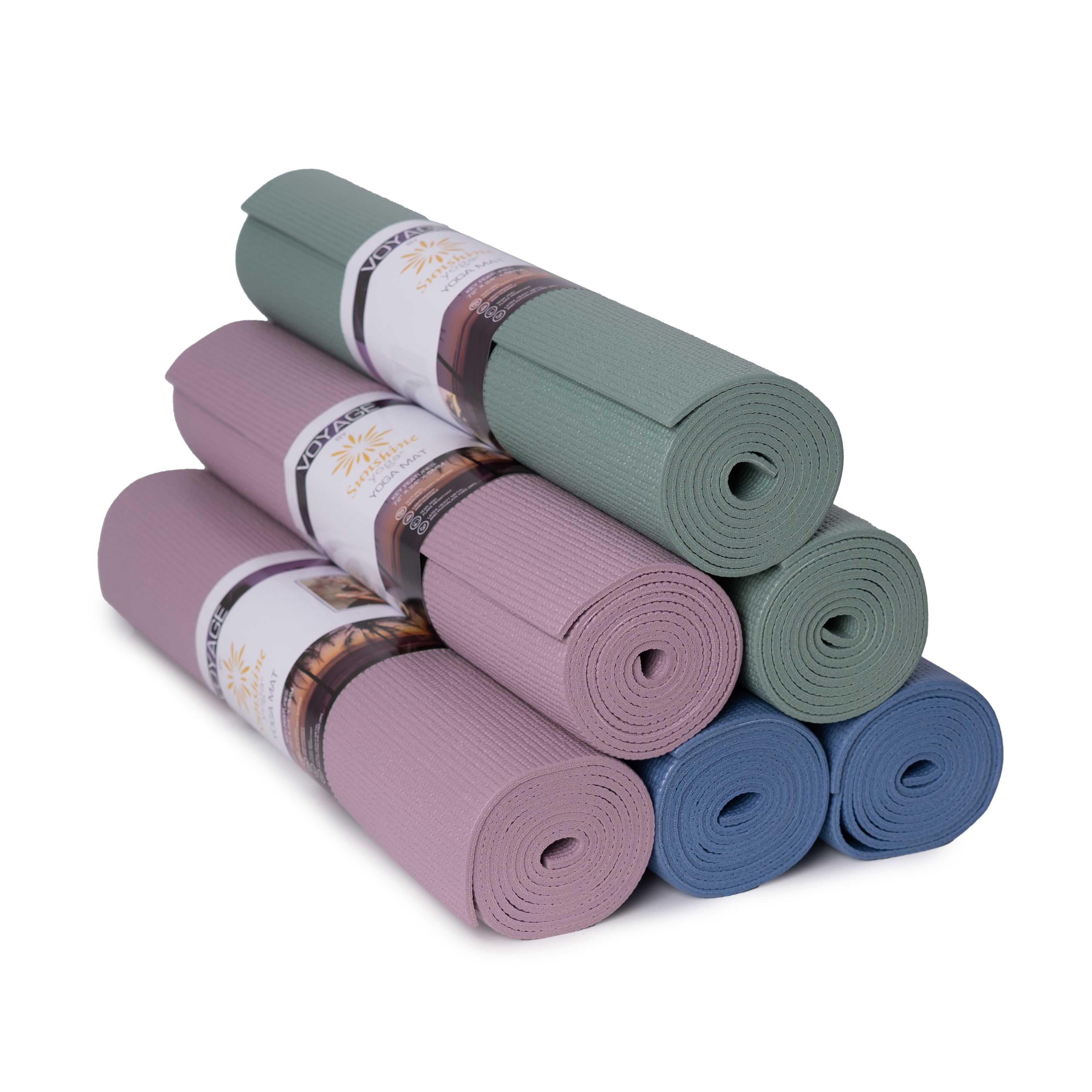 Sunshine Yoga Voyage Yoga Mat, Studio and Gym Bulk Yoga Mats, Durable, Anti-Tear, 72" x 24" x 5mm, 6 Pack, Calm Studio Assorted