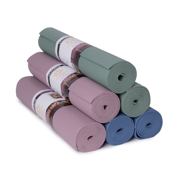 Sunshine Yoga Voyage Yoga Mat, Studio and Gym Bulk Yoga Mats, Durable, Anti-Tear, 72" x 24" x 5mm, 6 Pack, Calm Studio Assorted