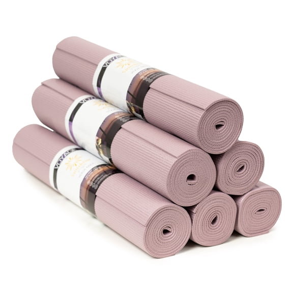 Sunshine Yoga Voyage Yoga Mat, Studio and Gym Bulk Yoga Mats, Durable, Anti-Tear, 72" x 24" x 5mm, 6 Pack, Lilac