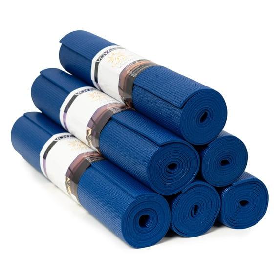 Sunshine Yoga Voyage Yoga Mats - Bulk 6 Pack - (72" x 24" x 5mm) - Easy to Clean - Tear Resistant - Thick (Dark Blue)
