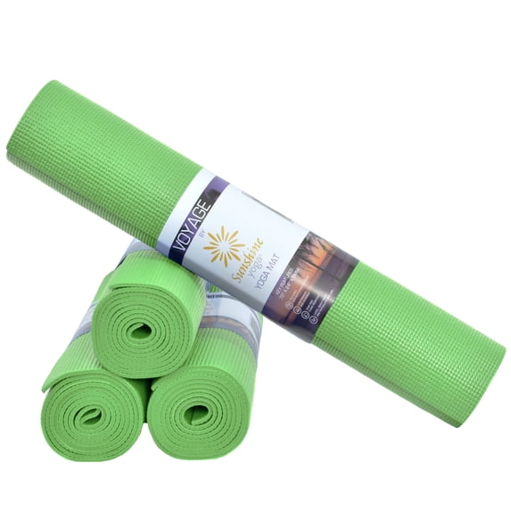 Sunshine Yoga Voyage Yoga Mats - Wholesale 4 Pack - (72" x 24" x 5mm) - Easy to Clean - Anti-Tear - Thick - Studio Performance (Green)