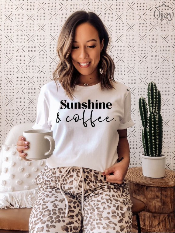 Sunshine and Coffee Shirt Summer Vibes Shirt Gift for Mother Weekend Shirt Hello Summer Shirt Workout Shirts Coffee Lover Gift For Her