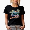 thumbnail image 1 of Sunshine and Good Vibes, Tropical & Summer Themed Art Merch Gift, Black T-Shirt, Large, 1 of 5