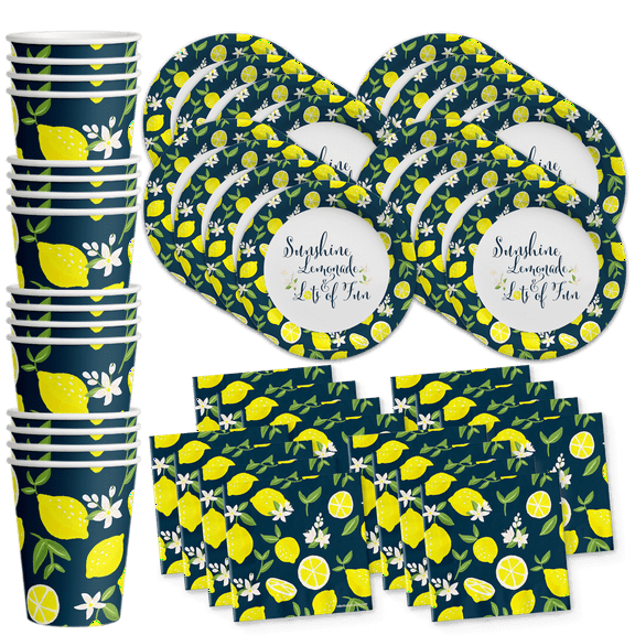 Sunshine and Lemonade Birthday Party Supplies Set Plates Napkins Cups Tableware Kit for 16