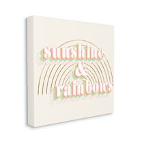 Sunshine and Rainbows Retro Typography Pop Round Arches Typography Gallery-Wrapped Canvas Print Wall Art, 17x17