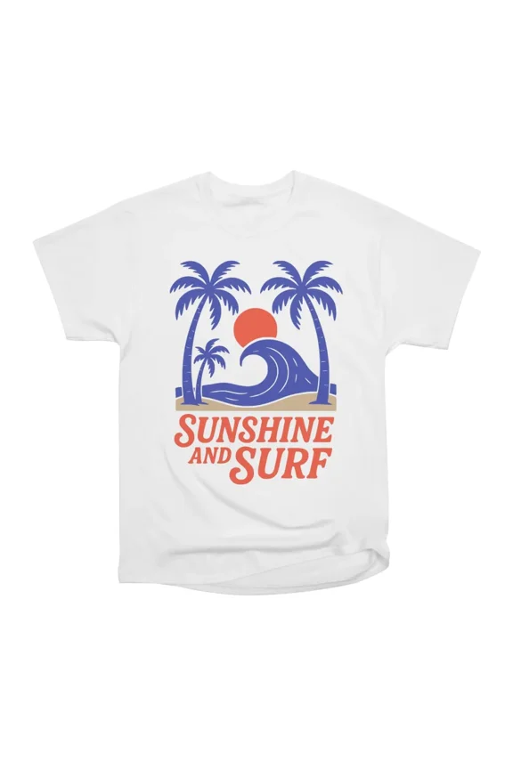 Sunshine and Surf Retro Beach Wave Vibes T-Shirt Tee Gift For Him Merch For Her Apparel Fo