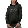 thumbnail image 1 of Sunshine on My Mind Quote feat. Retro Smiling Faces Art Merch Gift, Black Hooded Sweatshirt or Hoodie, Small, 1 of 5