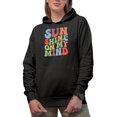 thumbnail image 1 of Sunshine on My Mind, Summer Season Quote, Groovy Retro Wavy Text Merch Gift, Black Hooded Sweatshirt or Hoodie, 2XL, 1 of 5
