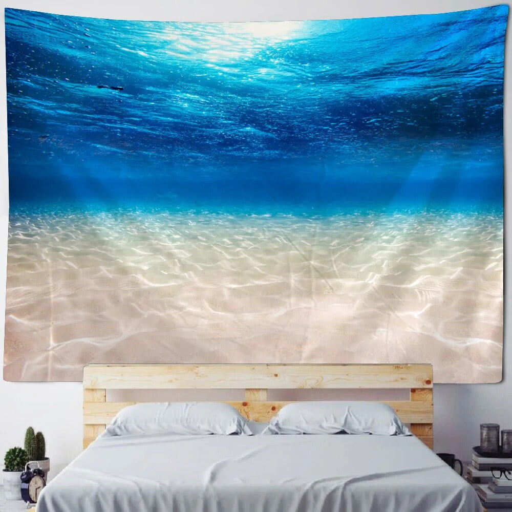Sunshine shining on the seabed tapestry ocean wall hanging dolphin and