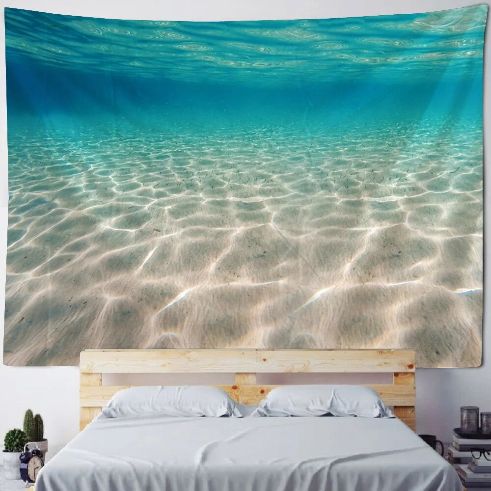 Sunshine shining on the seabed tapestry ocean wall hanging dolphin and