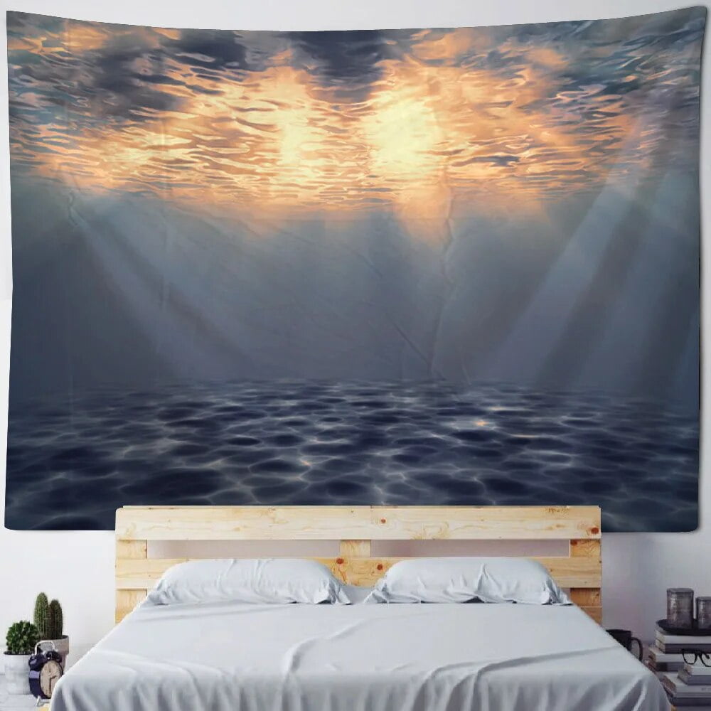 Sunshine shining on the seabed tapestry ocean wall hanging dolphin and