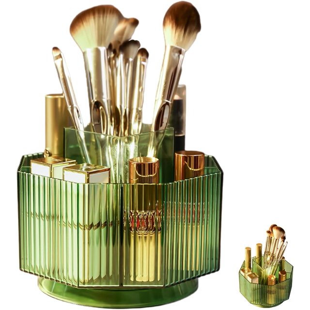 SunshineFace 360° Rotating Makeup Organizer, Spinning Makeup Brush Holder with 5 Slot Large