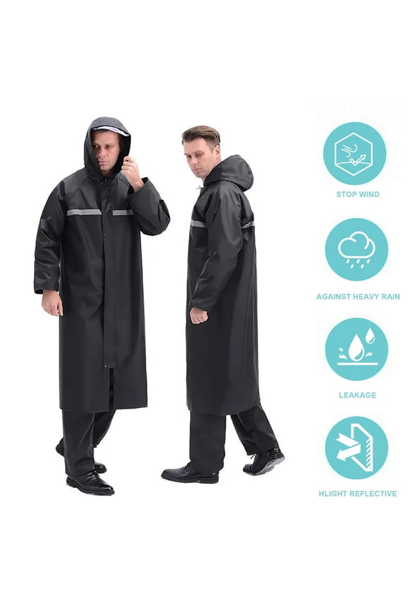 Rain Jacket for Men with Hood and Reflective Strip Waterproof Raincoat for Adult,XXL