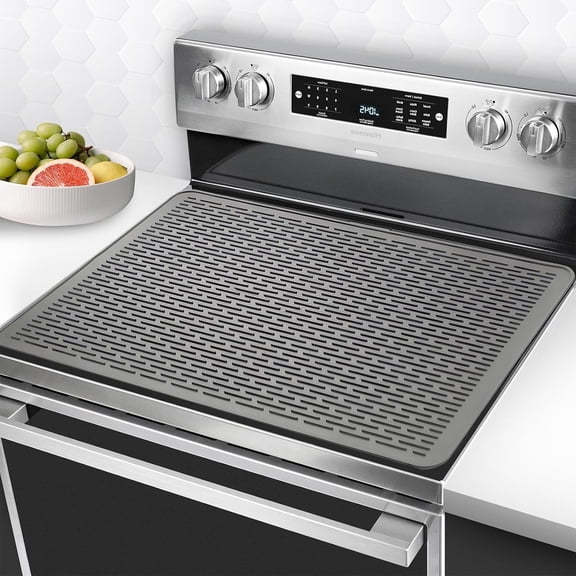 SAVALETOR Silicone Electric Stove Cover Mat - 28 x 20Gray Ceramic Stove top Cover, Glass Cooktop Cover, Flat RV Range Stovetop Protector, Extra Large Silicone Dish Drying Mats for Kitchen