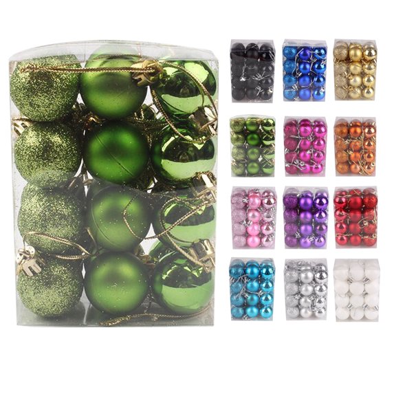 Sunshinehomely 24 Pcs Christmas Tree Balls Ornaments for Xmas Christmas Tree 30mm/1.18" Shatterproof Christmas Tree Decorations Hanging Balls for Holiday Wedding Party Decorations