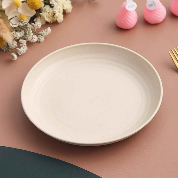Sunshinehomely 6.89 inch Plastic Plates Reusable Round Small Dinner Plates Lightweight Salad Cake Snack Dessert Fruit Bread Plates, Microwave Dishwasher Safe