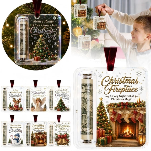 Sunshinehomely Christmas Cash Gift Ornament, Clear Acrylic Money Holder with Angel Design, Secure Bill Slot and Hanging String for Christmas Tree, Wreath, Mantel and Door Decor
