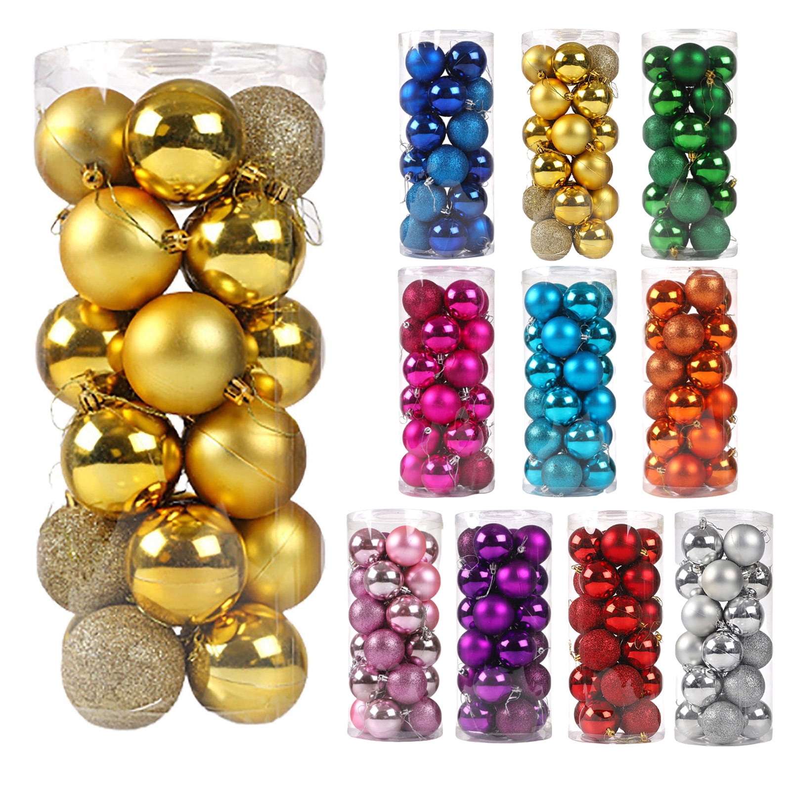 Sunshinehomely Gold 4cm/1.57" Christmas Balls 24PCS Christmas Tree Balls Ornaments for Xmas Tree Shatterproof Christmas Tree Decorations Hanging Balls for Birthday Wedding Party Decorations