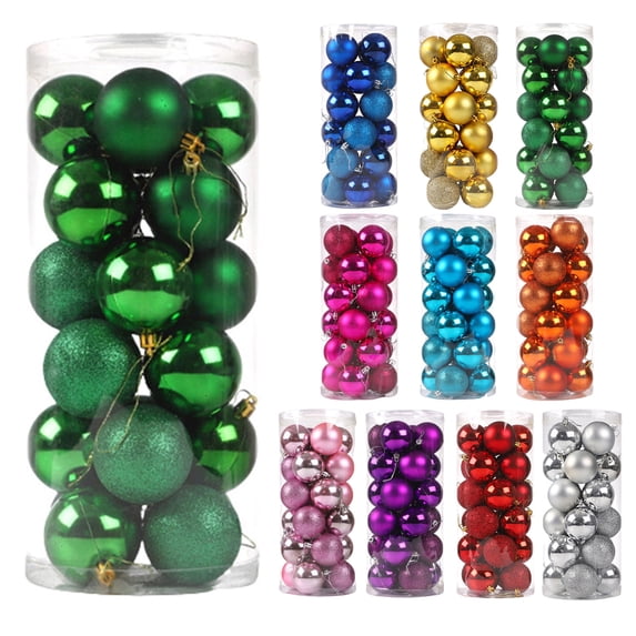 Sunshinehomely Green 4cm/1.57" Christmas Balls 24PCS Christmas Tree Balls Ornaments for Xmas Tree Shatterproof Christmas Tree Decorations Hanging Balls for Birthday Wedding Party Decorations