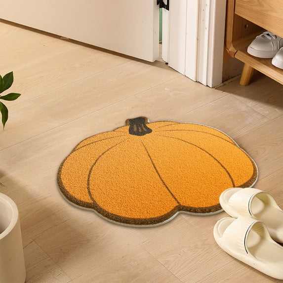 Sunshinehomely Halloween Bathroom Rug, Halloween Door Mat, Non Slip Washable Welcome Door Mat, Fall Thanksgiving Kitchen Rugs, Halloween Pumpkin Floor Mat for Living Room Bedroom Home Decor