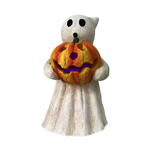 Sunshinehomely Halloween Ghosts Ornaments, Lighted Halloween Figurines Ghosts, Halloween Decorations Ghost And Pumpkins, Halloween Ghosts Pumpkin Resin Crafts, Halloween Party Garden Home Decor