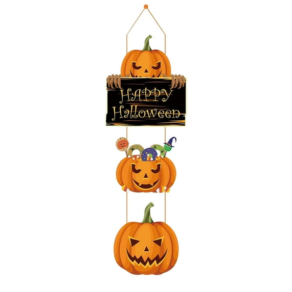 Sunshinehomely Halloween Hanging Decorations, Halloween Door Hanger, Halloween Pumpkin Ghost Door Hanging Sign, Halloween Decorations Indoor Outdoor Front Door Wall Home Fall Decor
