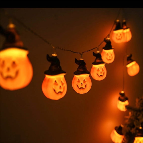 Sunshinehomely Halloween Pumpkin String Lights, 10 LED 4.92 FT 3D Waterproof Orange Halloween String Lights Battery Operated for Halloween Decorations Indoor Outdoor Bedroom Party Decorations
