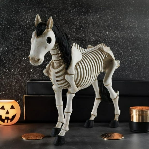Sunshinehomely Horse Skeleton Halloween Decoration, Halloween Horse Skeleton, Small Horse Skeleton Figure for Home Party Haunted House Desktop Ornaments