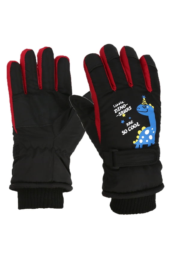 Kids Snow Gloves Black Waterproof Windproof Skiing Gloves for Kids Winter Ski Gloves Warm Mittens for Boys and Girls Ages 5-9