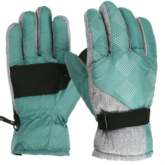 Sunshinehomely Kids Snow Ski Gloves Waterproof Windproof Skiing Gloves for Kids Green Winter Gloves Warm Mittens for Boys and Girls Ages 5-9