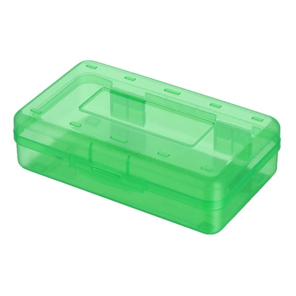 Sunshinehomely Plastic Pencil Box Large Capacity Clear Pencil Case with Snap-Tight Lid, Stackable