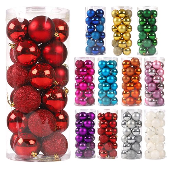 Sunshinehomely Red 6cm/2.36" Christmas Balls 24PCS Christmas Tree Balls Ornaments for Xmas Tree Shatterproof Christmas Tree Decorations Hanging Balls for Birthday Wedding Party Decorations