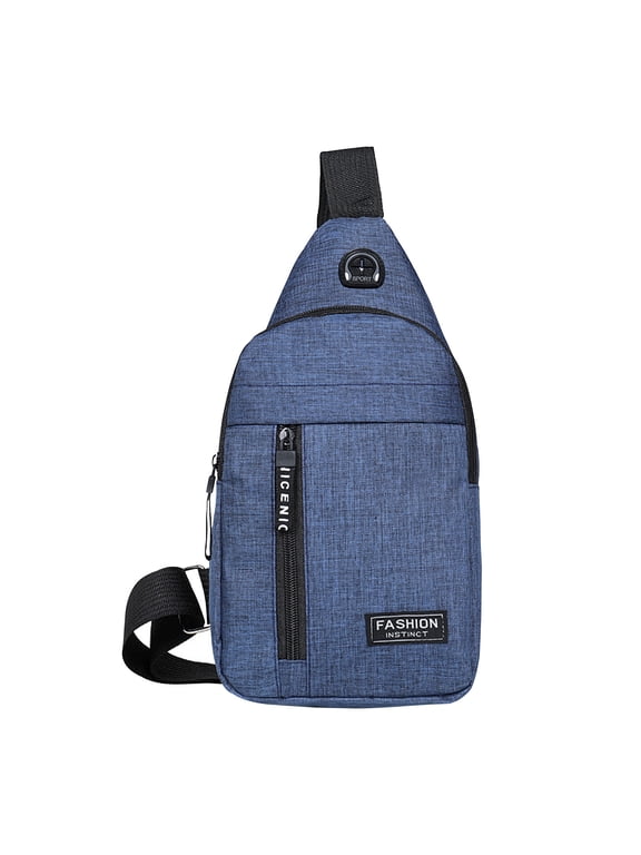 Sling Bag for Men Women Crossbody Chest Bags Casual Daypack Backpacks Travel Shoulder Bags with Earphone Hole for Hiking, Camping, Cycling