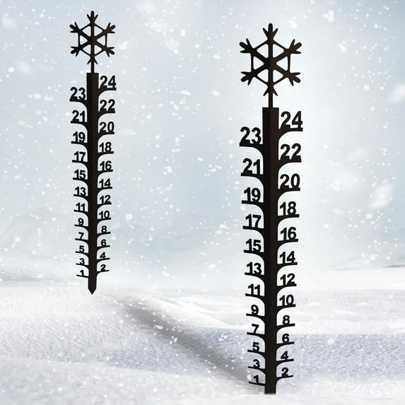 Sunshinehomely Snow Gauge Outdoor, 24 Inch Snow Measuring Stick, Metal Christmas Snow Gauge, Winter Snow Ruler Snowfall Measuring Gauge, Iron Art Snow Gauge for Christmas Yard Decorations
