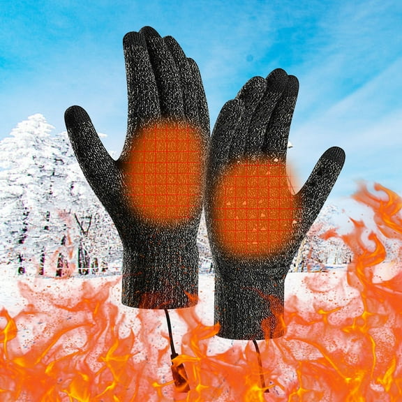 Sunshinehomely USB Heated Gloves for Men Women Mitten Hand Warmers Gloves Winter Touchscreen Gloves Windproof Non Slip Soft Warm Knitting Gloves for Cycling Driving Running Hiking