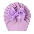 thumbnail image 1 of Sunshuilll Knitted Baby Hat with Bow Casual Purple 0-36 Months, 1 of 2