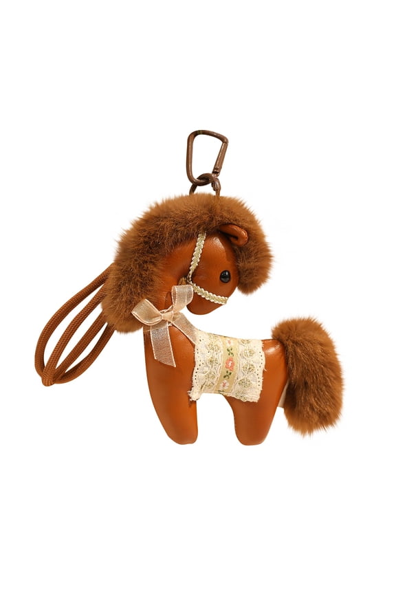 2026 Year Of The Horse Plush Keychain, Cute Soft Animal Toy Pendant For Bag Charm Backpack Decoration, Brown, 18*12cm