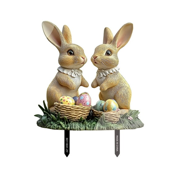 Sunshy Easter Bunny Cartoon Garden Pvc Topper B Easter Bunny Yard Stakes Easter Acrylic Bunny Garden Stake Easter Decor for Front Door Garden Patio Outdoor Backyard Decorations