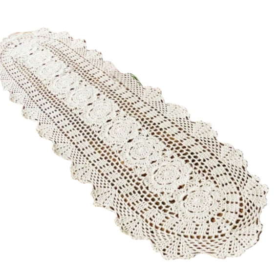 Sunshy Handmade Crochet Lace Table Runner Elegant Hollow Design For Dining Table Wedding Home Decor, Carpet 30*60cm