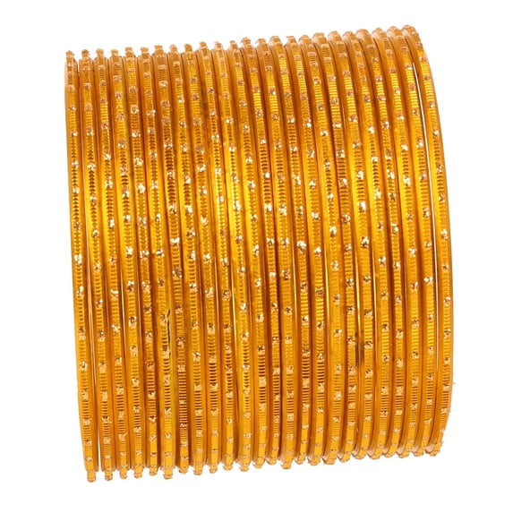 Sunsoul By Touchstone "Colorful 2 Dozen Bangle Collection" Indian Bollywood Alloy Metal Textured Fire Yellow Designer Jewelry Bangle Bracelets Set Of 24 In Antique Gold Tone For Women