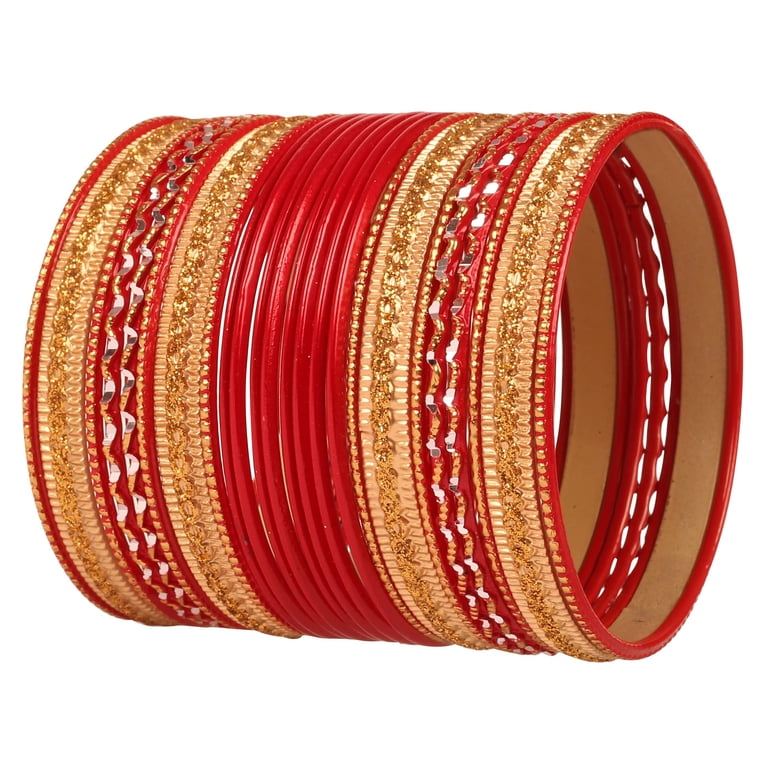 Touchstone Bracciali Bangle Set 24 Pezzi In Oro Antico - Gioielli Indiani Bollywood Per Donne, Matrimonio E Feste - 4