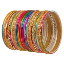 Sunsoul By Touchstone"Colorful 2 Dozen Bangle Collection" Indian Bollywood Alloy Metal Textured Multicolor Designer Jewelry Bangle Bracelets Set Of 24 In Antique Gold Tone For Women