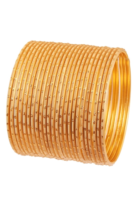 By Touchstone "Colorful 2 Dozen Bangle Collection" Indian Bollywood Alloy Metal Textured Mustard Yellow Color Jewelry Bangle Bracelets Set Of 24 In Antique Gold Tone For Women