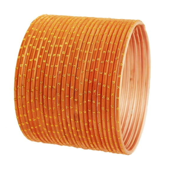 Sunsoul By Touchstone "Colorful 2 Dozen Bangle Collection" Indian Bollywood Alloy Metal Textured Peach Color Designer Jewelry Bangle Bracelets Set Of 24 In Antique Gold Tone For Women