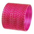thumbnail image 1 of Sunsoul By Touchstone "Colorful 2 Dozen Bangle Collection" Indian Bollywood Alloy Metal Textured Pretty Fuchsia Color Jewelry Bangle Bracelets Set Of 24 In Antique Gold Tone For Women, 1 of 3